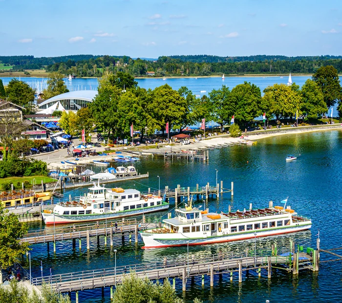 Luftaufnahme Schifffahrt Prien am Chiemsee